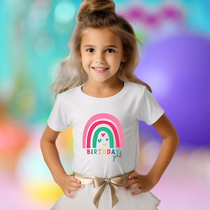 Birthday Girl Rainbow Tshirt, Birthday Party Girl Shirt, Birthday T-Shirt, Girls Rainbow Shirt, Kids Rainbow Shirt, Birthday Girl Tees image 1