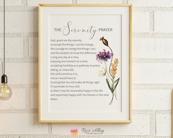 The Serenity Prayer Wall Art Complete Version, Religious Gift, Typography Print, Christian Printable Wall Art Digital Download