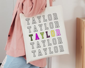 Personalized Name Canvas Bag, Custom Name Tote Bag, Shopper Women Bag, Customized Name Gift For Her, Personalized Gift For Mom, Teacher Gift
