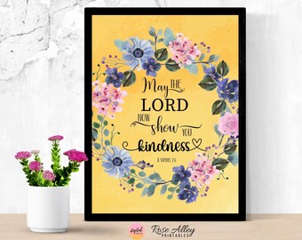 Scripture Prints, Typography Digital Art, Watercolor Floral, Kindness, Bible Verse Wall Art