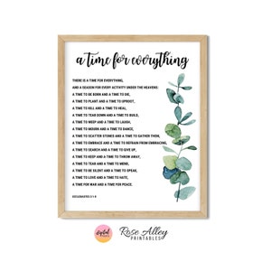 A Time for Everything Scripture, Religious, Christian Gift, Eucalyptus, Ecclesiastes 3:1-8 Bible Verse Printable Wall Art Digital Download