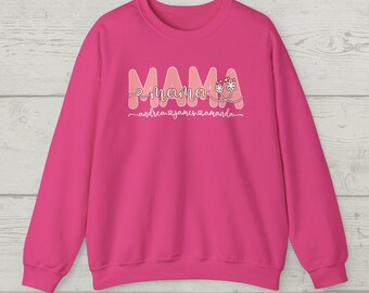 Mama Customized Shirt, Personalized Mom Tshirt With Kids Names, Gift For Mom, Mother's Day Shirt, Custom Kid's Names Mom Sweatshirt