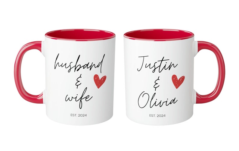 Husband & Wife Personalized Mugs, Couple Personalized Coffee Mugs, Husband and Wife Mugs, Custom Bride and Groom Mugs, Anniversary Gift image 4
