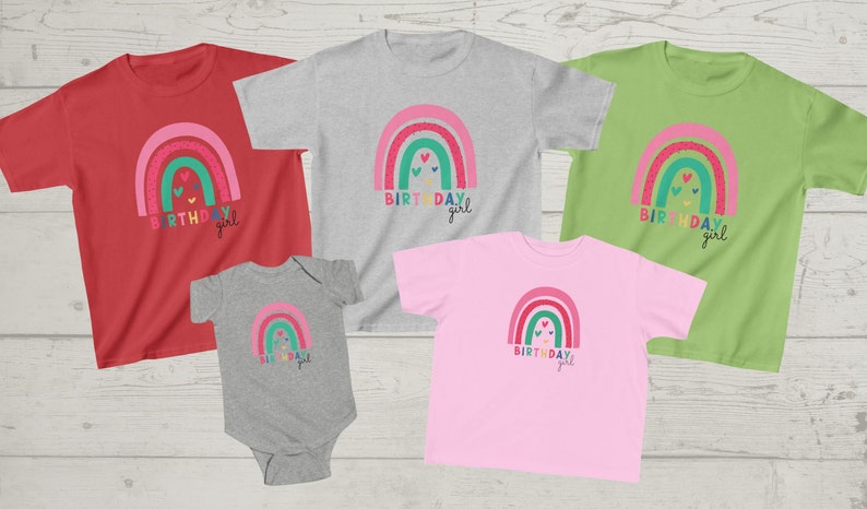 Birthday Girl Rainbow Tshirt, Birthday Party Girl Shirt, Birthday T-Shirt, Girls Rainbow Shirt, Kids Rainbow Shirt, Birthday Girl Tees image 2