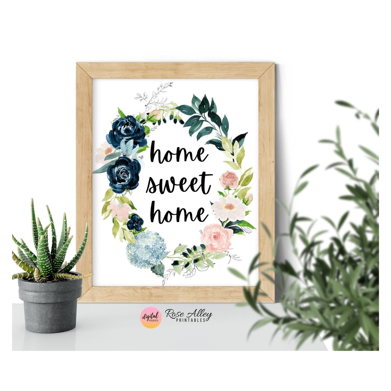 Typography Print Wall Decor Home Sweet Home Floral Wall Art Etsy Canada