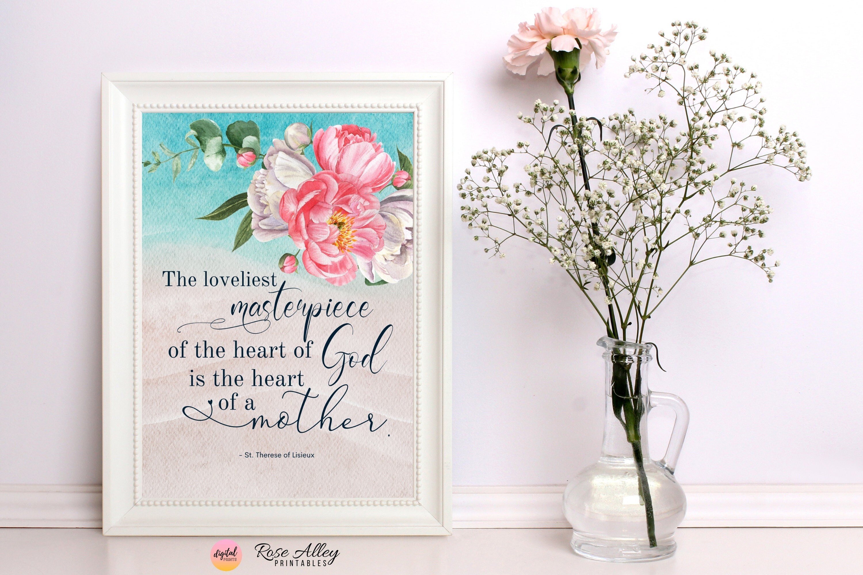 Typography Art, Quote Printable, Flowers Print, Mother's Day Gift ...