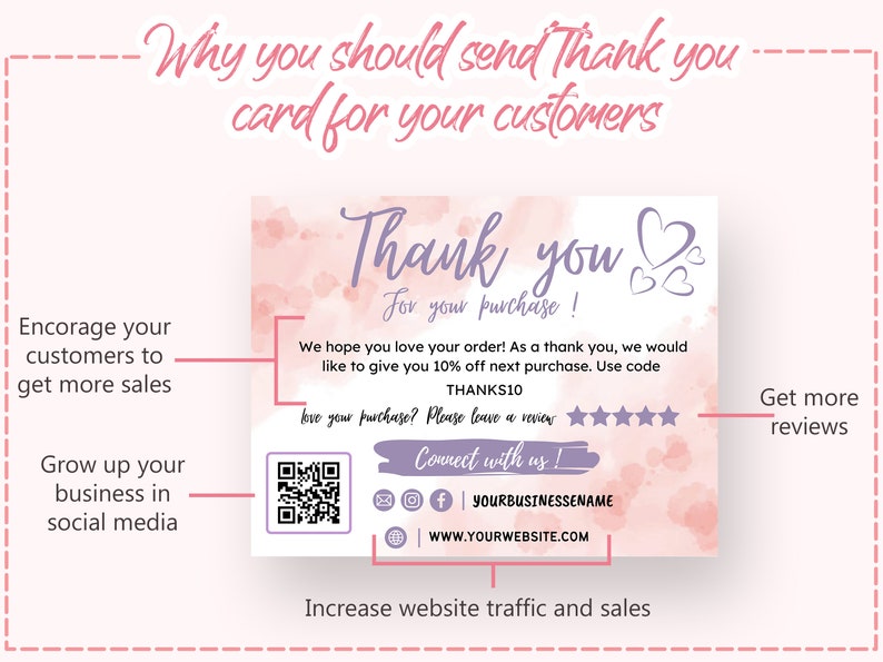 PRINTABLE Thank You Cards Business Template Etsy Small - Etsy
