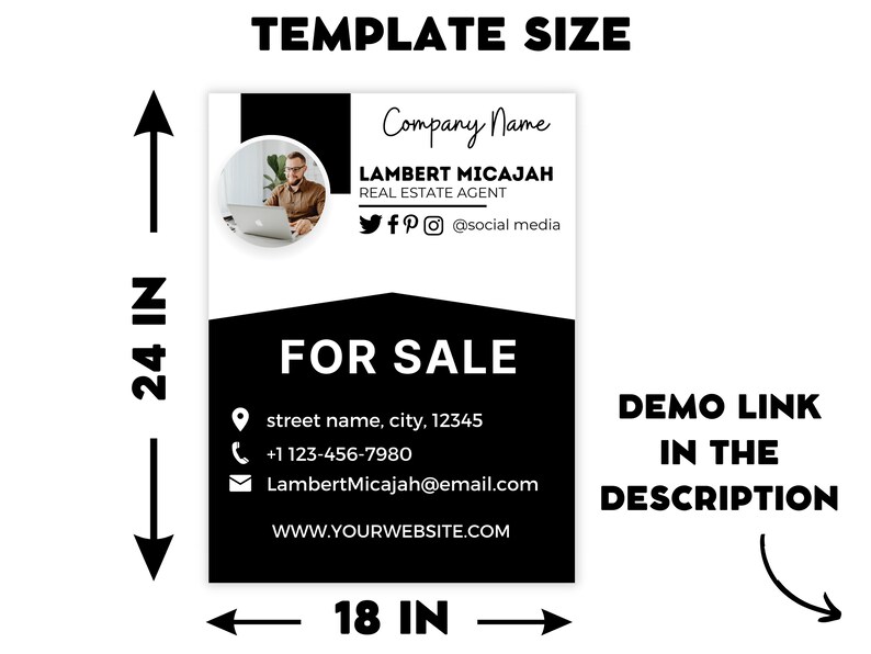 Real Estate for Sale Sign Template for Sale Sign Realtor for Sale Sign