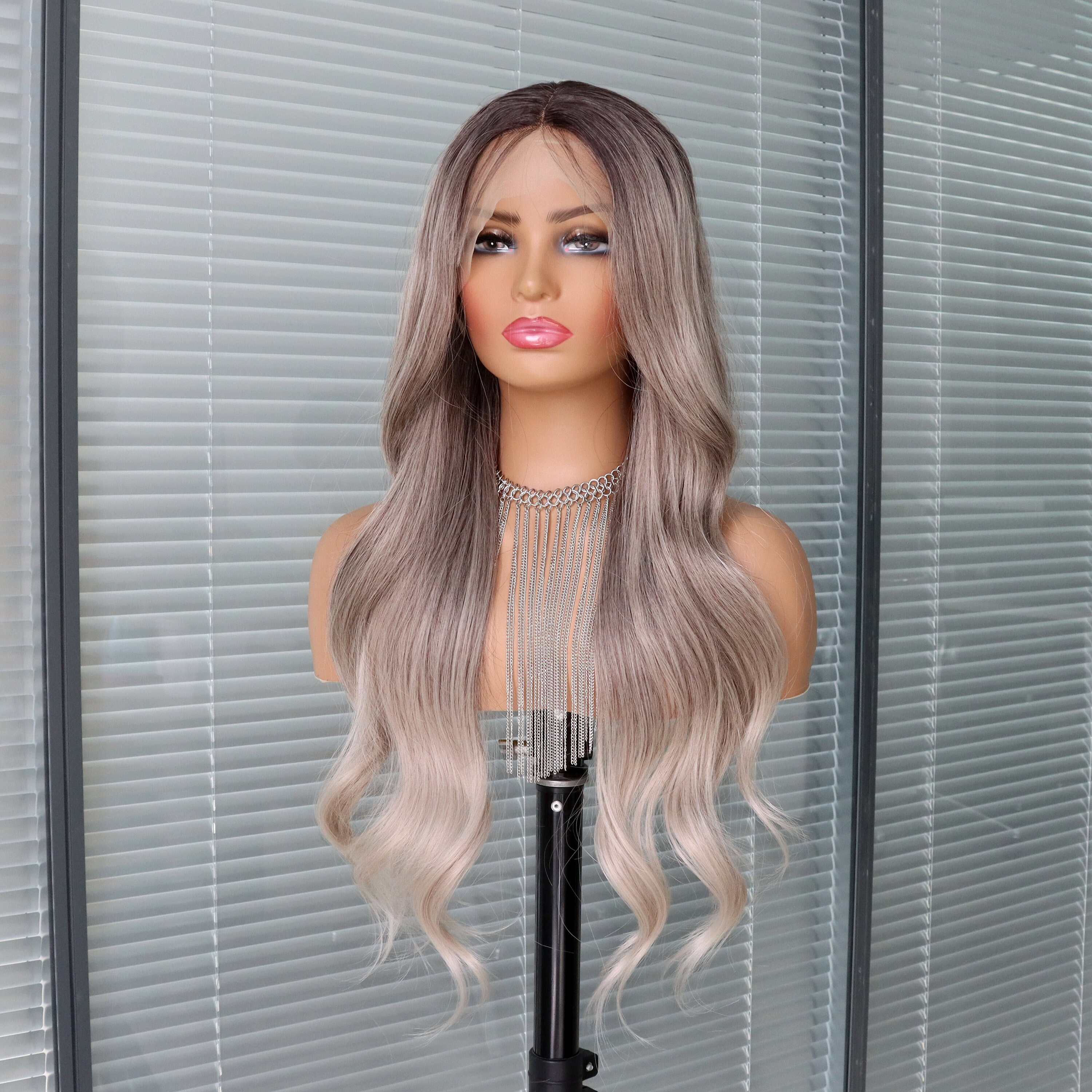 26 Inch Ash Blonde Wavy Lace Front Wig | Natural Look 