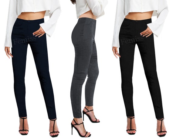 Women's Pant Solid Color Loose Pockets Womens Cotton Pants Long Trousers  Grey L - Walmart.com