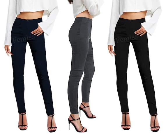 Women's Pant Solid Color Loose Pockets Womens Cotton Pants Long Trousers  Grey L - Walmart.com