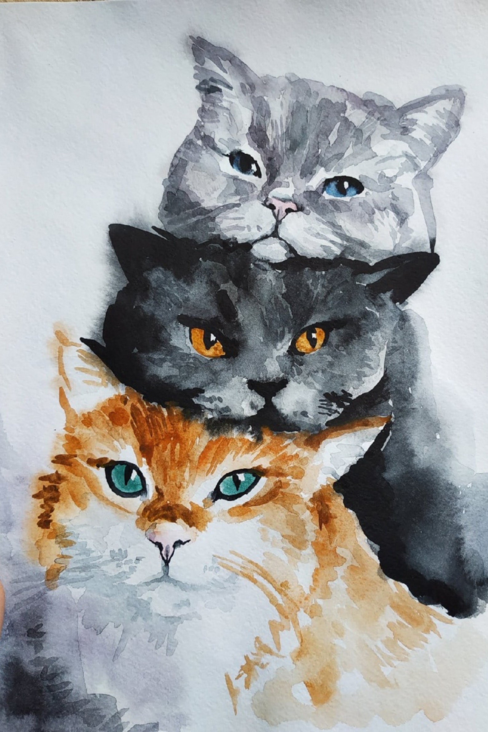 Aquarell Malerei Katzen handbemalt original | Etsy