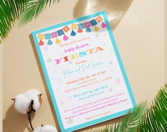 Fiesta Baby Shower Invitation Template: Colorful Party Theme (Digital Download)