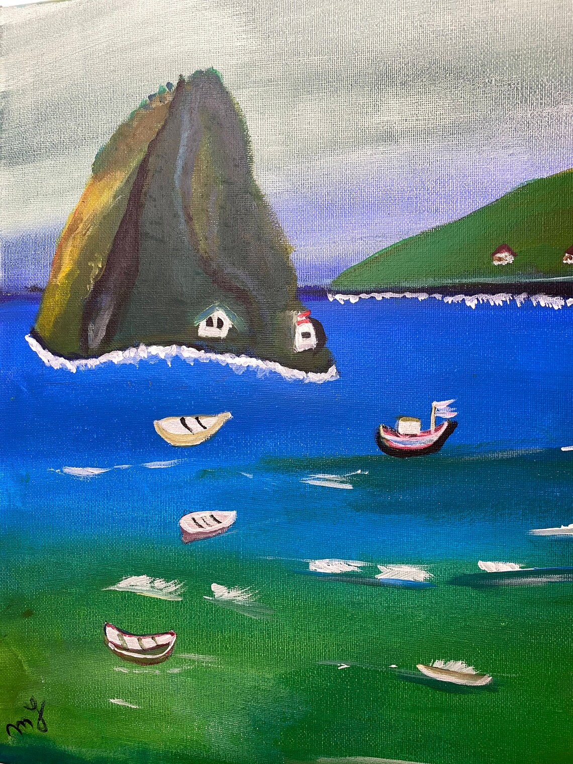 The Island. Acrylic Painting on Canvas for Decoration. Etsy UK