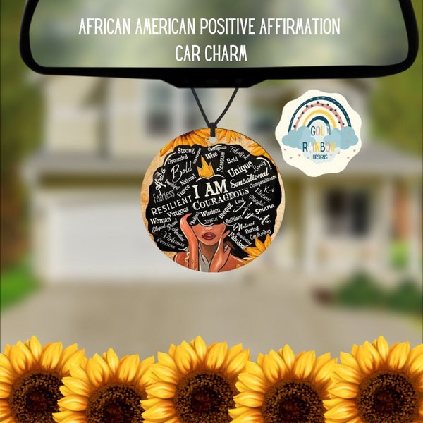 Afrocentric, African American, Black Girl, Positive Affirmation, Car Hanging Ornament, Car Mirror Charm, Cute Car Decor, Gift For Car Lovers