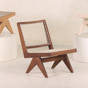Teak and Rope Lounge Chair: Chandigarh Style, Indoor/Outdoor