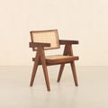 Floating Back Cane Armchair - Teak and Handwoven Rattan