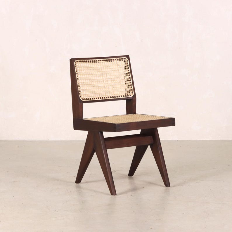 Cadeira Chandigarh Capitol em vime - Teca e rattan trançado à mão imagem 6