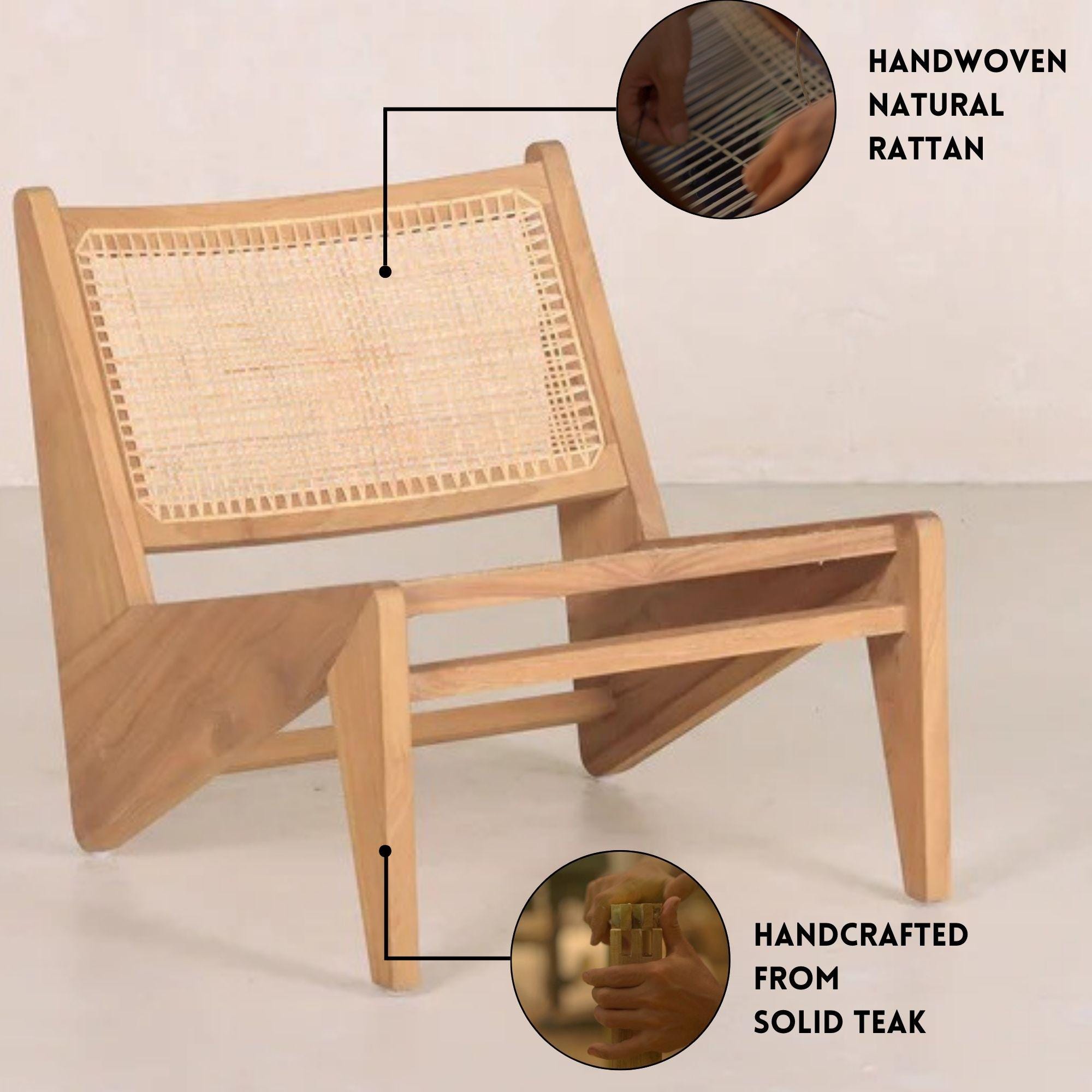 Kangaroo Chair - Teak and Rattan Lounge Chair - Etsy