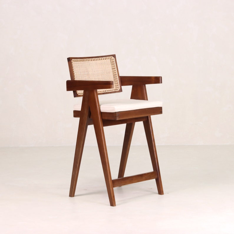 Chandigarh Floating Back Armchair - Counter Stool - Teak and Handwoven ...