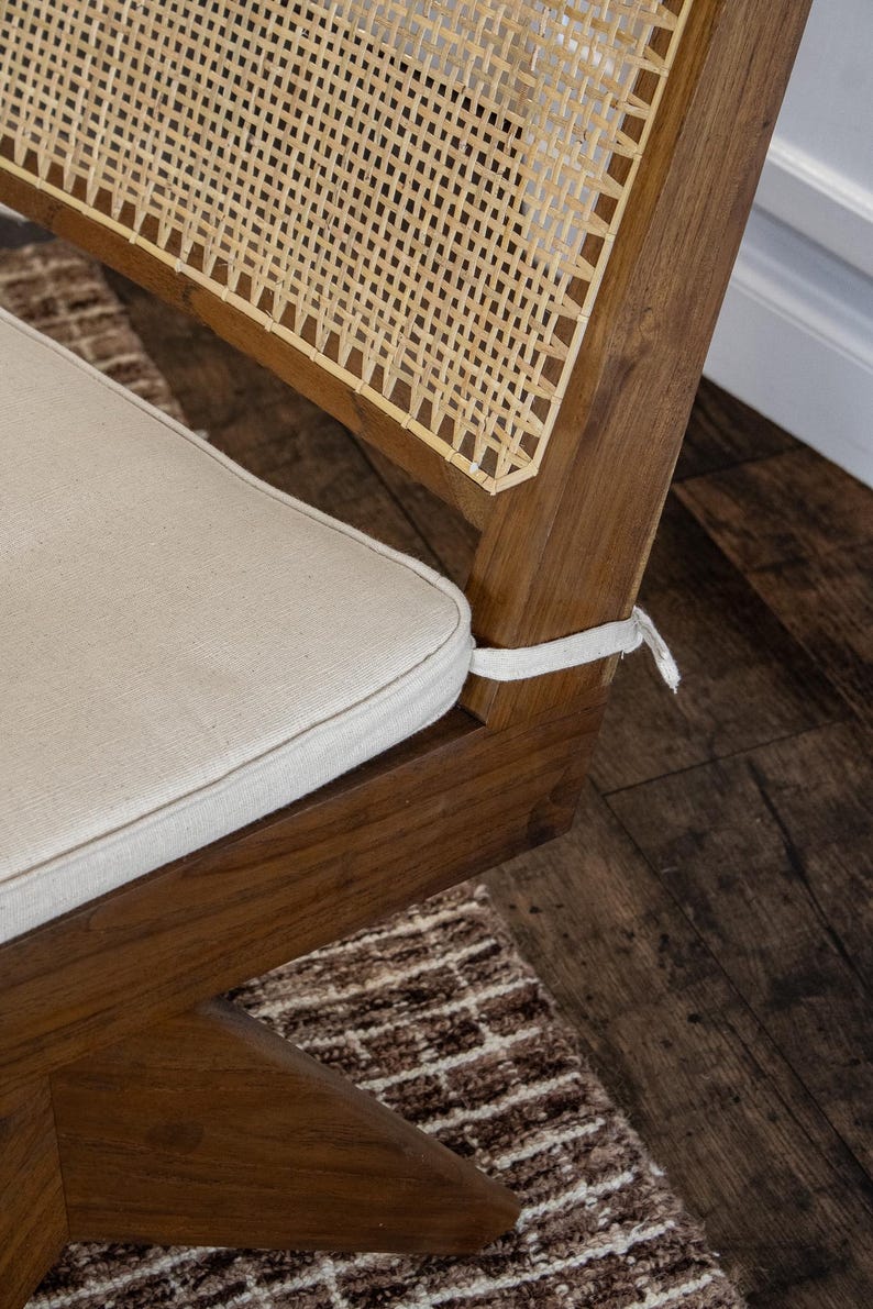 Easy Lounge Slipper Chair - Teak and Handwoven Rattan image 14