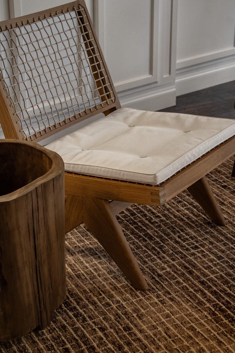 Easy Lounge Slipper Chair - Teak and Handwoven Rattan image 16