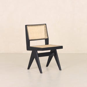 Cadeira Chandigarh Capitol em vime - Teca e rattan trançado à mão Black Teak