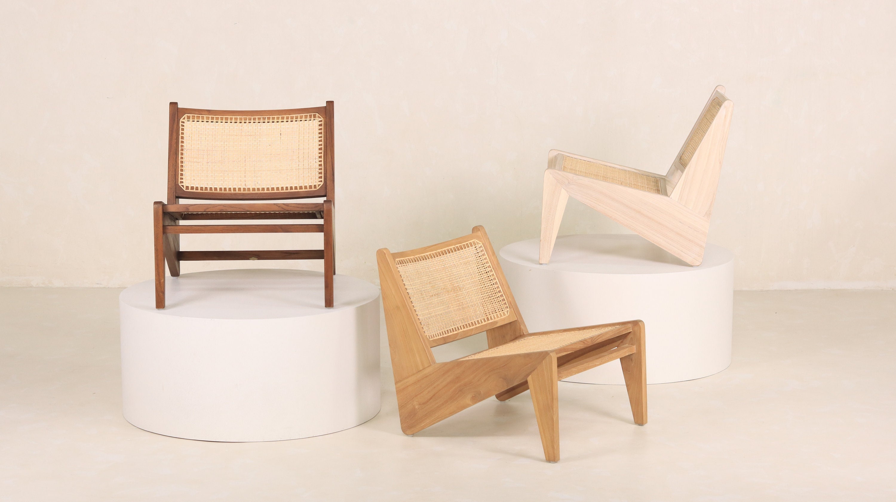 オランダ Woven＋ ラウンジチェア 籐 ラタン ダイニングチェア 2