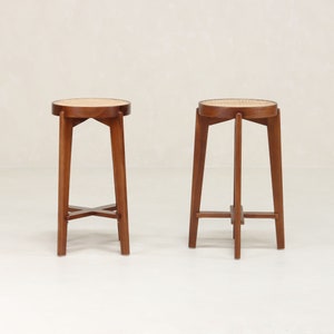 Cane Counter Stool - Teak & Handwoven Rattan