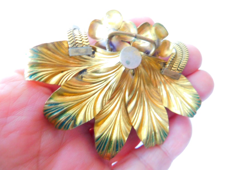 Vintage painted on brass necklace