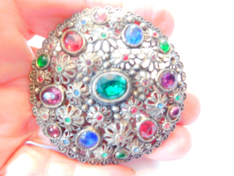 Large jeweled vintage brooch