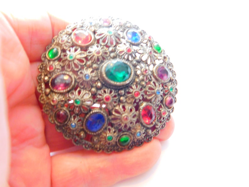 Large jeweled vintage brooch