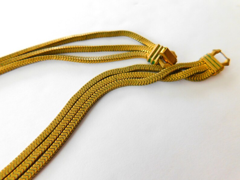 Vintage painted on brass necklace