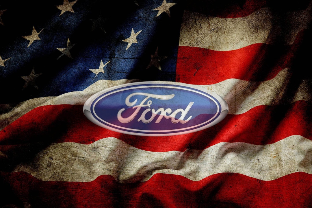 American Flag With Ford, Digital Download Image for License Plates