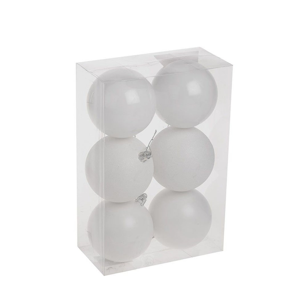 White Shatterproof Baubles Assorted Pack 8cm 6 Pieces - Etsy UK
