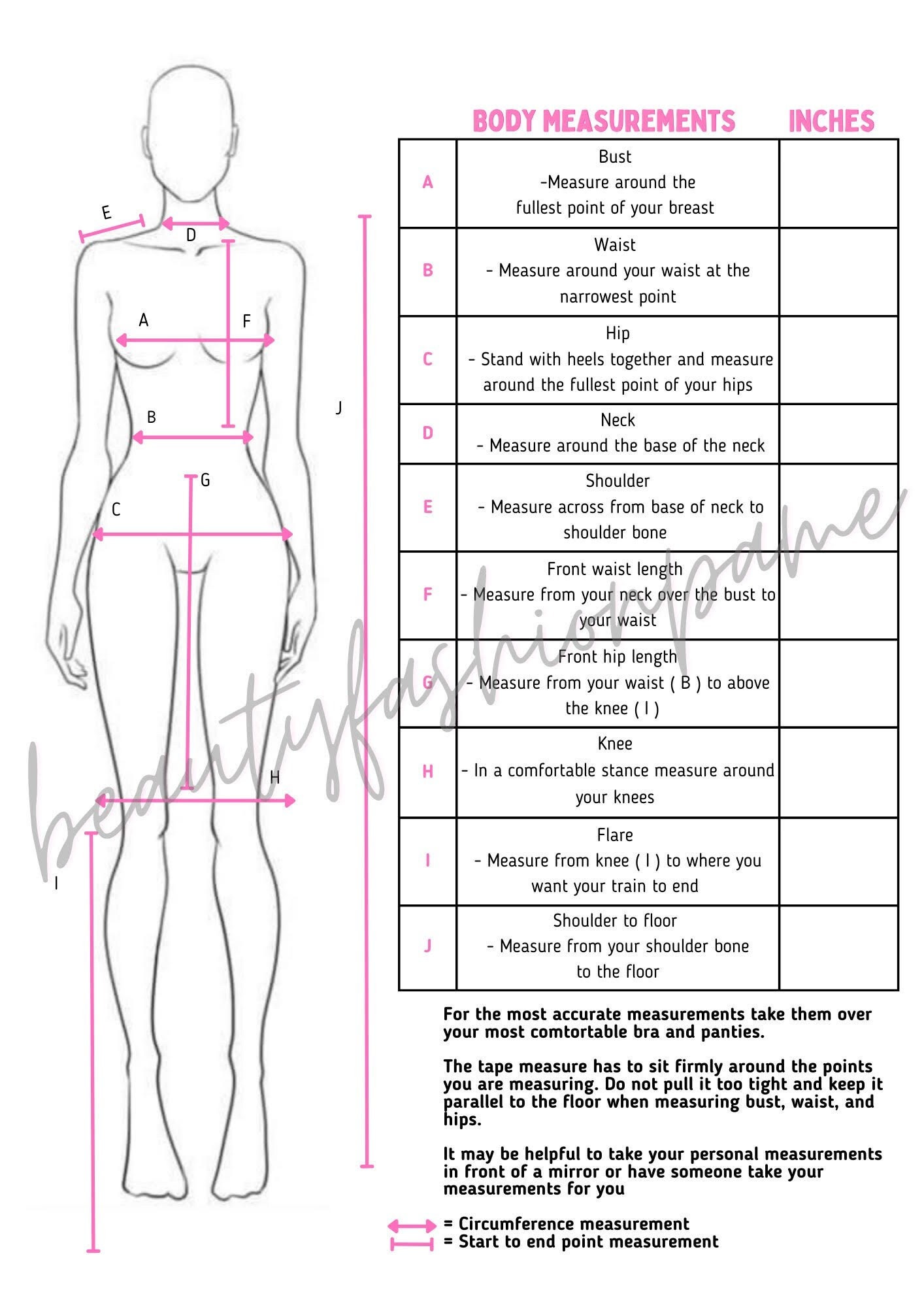 Printable Body Measurement Sewing Guide - Etsy