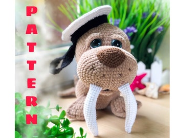 Crochet Pattern Walrus / PDF / ENGLISH / stuffeed toy / amigurumi toy / DIY tutorial / crochet sea animal / pattern in English