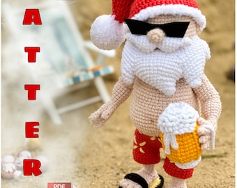 Crochet Summer Santa Pattern/Crochet Santa Claus Doll /PDF / ENGLISH / stuffeed toy / amigurumi toy /  DIY tutorial / pattern in English