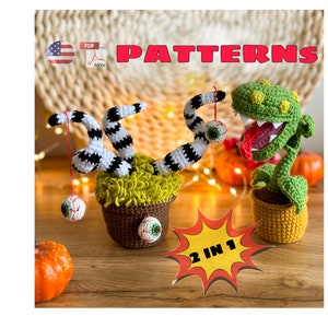 2 in 1 Halloween Crochet Patterns | Flycatcher + Tentacles (2 in 1)|Crochet plant/ flower/PDF |ENGLISH|Halloween decor | pattern in English