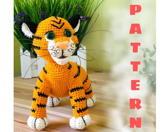 Crochet Tiger Pattern / Archie is a little Amur tiger / PDF / ENGLISH / stuffeed toy / amigurumi toy /  DIY tutorial / crochet Tiger