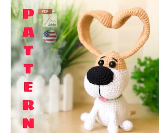 Crochet Puppy Pattern, Stuffed Amigurumi Dog (PDF, English)