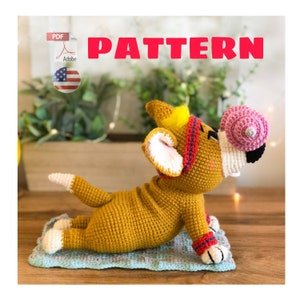 Crochet Pattern Corgi at yoga / PDF / ENGLISH / stuffeed toy / amigurumi toy / DIY tutorial / crochet dog pattern / pattern in English