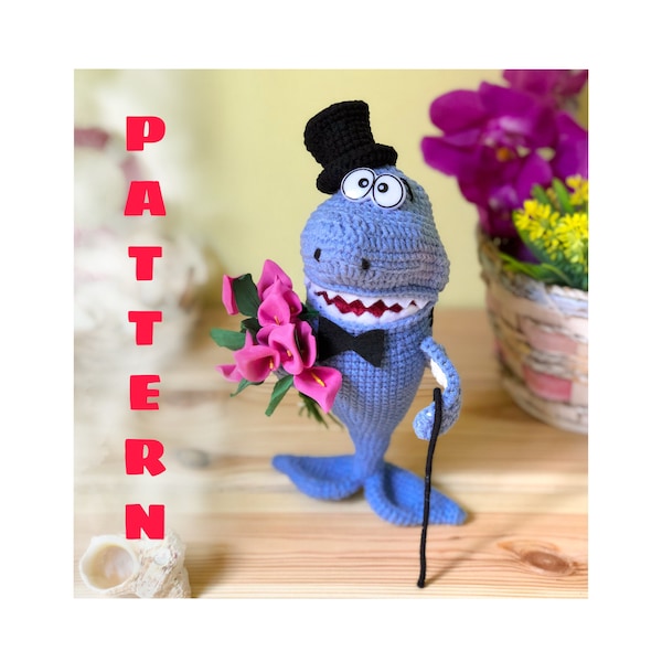 Crochet Pattern / Shark / PDF / ENGLISH / stuffeed toy / amigurumi toy /  DIY tutorial / crochet Mr. Sharky / pattern in English