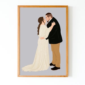 Retrato de casamento personalizado | Presente de primeiro aniversário, presente de noivado, presente para ele, aniversário minimalista