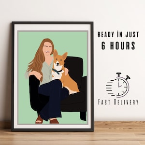 Custom Faceless Pet Portrait, Pet Portrait Faceless Art, Digital Faceless Illustration, Custom Pet Painting, Pet&Owner Art Faceless Print