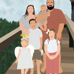 Faceless Memorial Portrait, Digital Art Memorial, Angel Family Portrait ...
