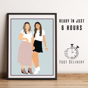 Portrety bez twarzy | Prezenty świąteczne, Rysunek najlepszego przyjaciela, Ilustracja bez twarzy, Portret rodzinny. Spersonalizowany prezent