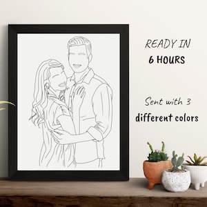 One Line Drawing , Couple Portrait, Mother day gift,Custom Family Gift, Personalized Wedding Anniversary Gift, Custom Line From Photo