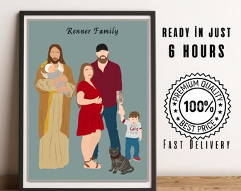 Miscarriage gift, Memorial portrait, Custom Faceless portrait, Jesus portrait, Family portrait, thinking of you gift, loss of a loved one