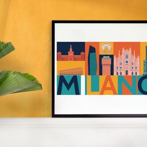 Poster Vintage Milano Anni '50 - Monumenti e Grattacieli Iconici - Arredo Casa Chic